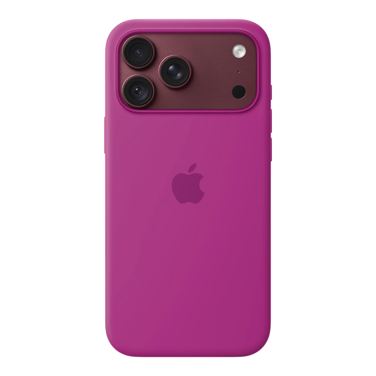 iPhone 18 Pro Max Silicone Case with MagSafe - Magenta, back view on iPhone 18 Pro Max in burgundy