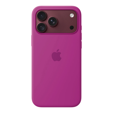 iPhone 18 Pro Max Silicone Case with MagSafe - Magenta, back view on iPhone 18 Pro Max in burgundy