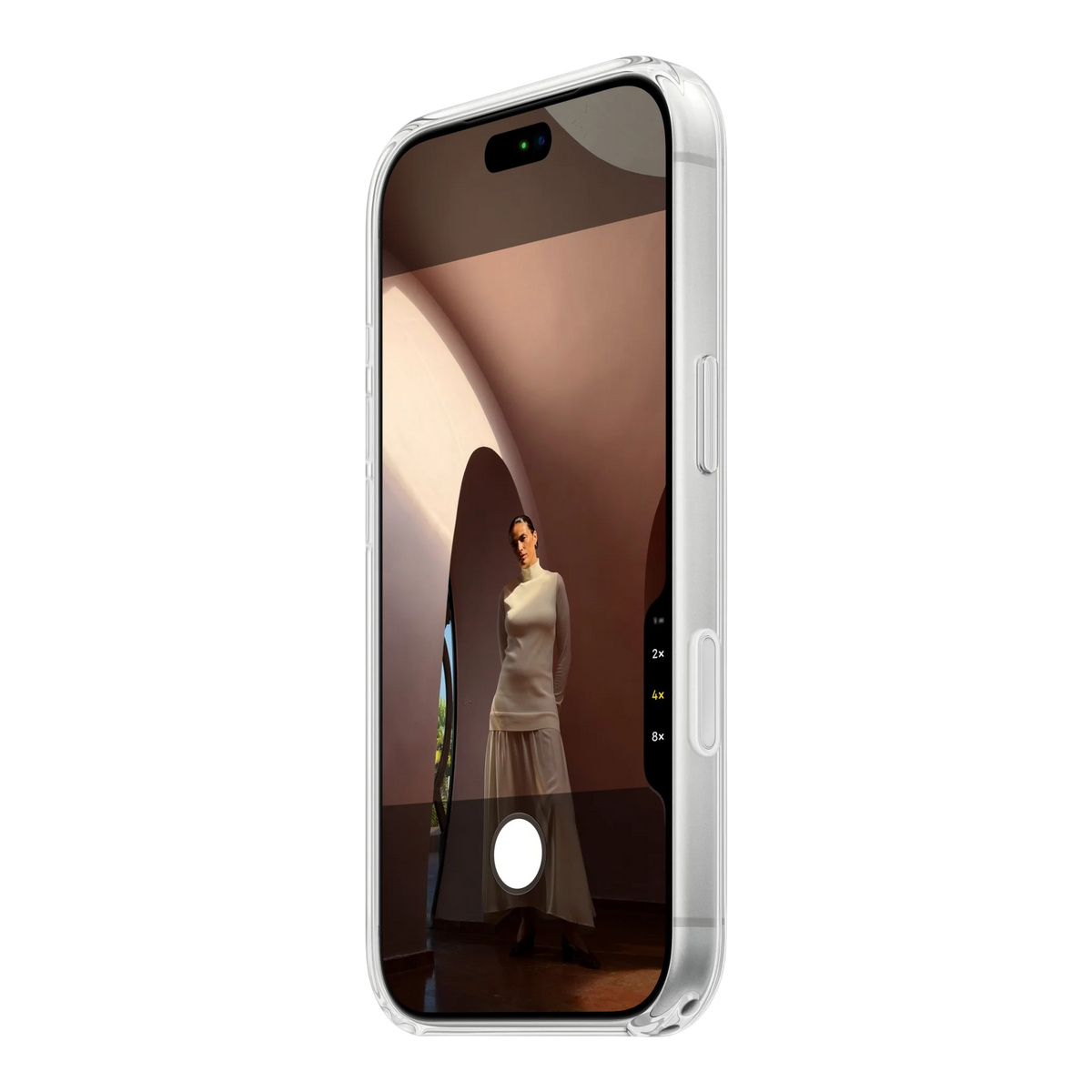 iPhone 18 Pro Clear Case with MagSafe, side view on iPhone 18 Pro