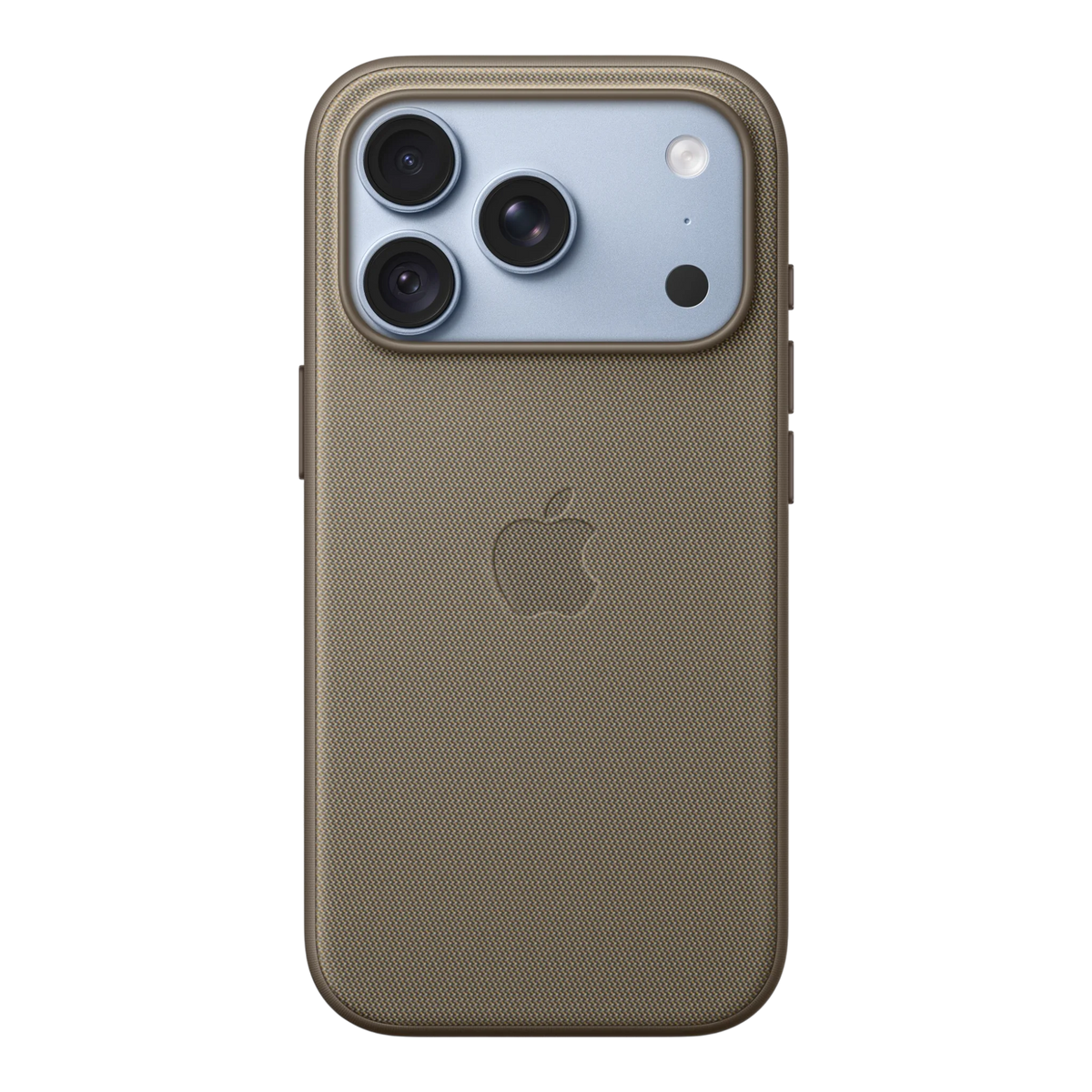 iPhone 18 Pro TechWoven Case with MagSafe – Taupe, back view on iPhone 18 Pro in glacier