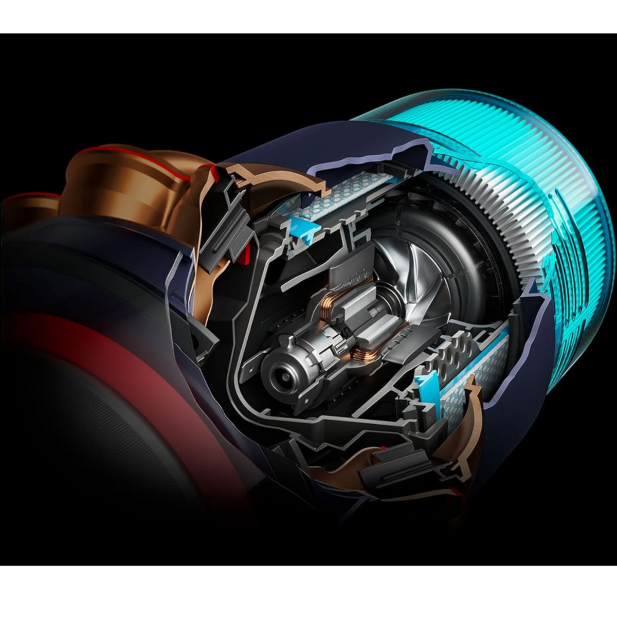Dyson Gen5detect Absolute Cordless Vacuum, Prussian blue/Copper in use