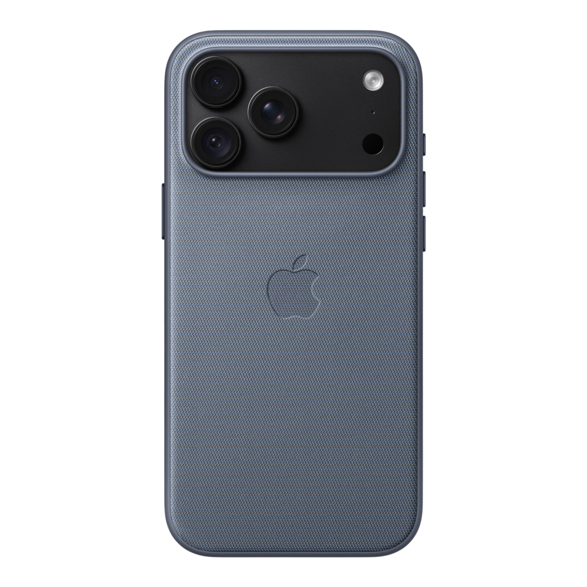 iPhone 18 Pro Max TechWoven Case with MagSafe – Chambray Blue, back view on iPhone 18 Pro Max in black