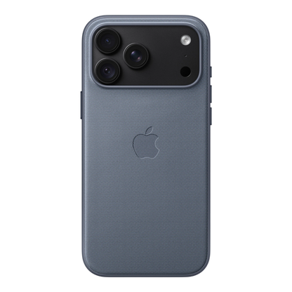 iPhone 18 Pro Max TechWoven Case with MagSafe – Chambray Blue, back view on iPhone 18 Pro Max in black