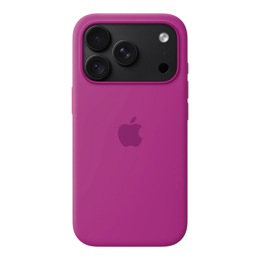 iPhone 18 Pro Silicone Case with MagSafe - Magenta, back view on iPhone 18 Pro in black