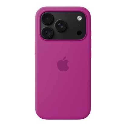 iPhone 18 Pro Silicone Case with MagSafe - Magenta, back view on iPhone 18 Pro in black