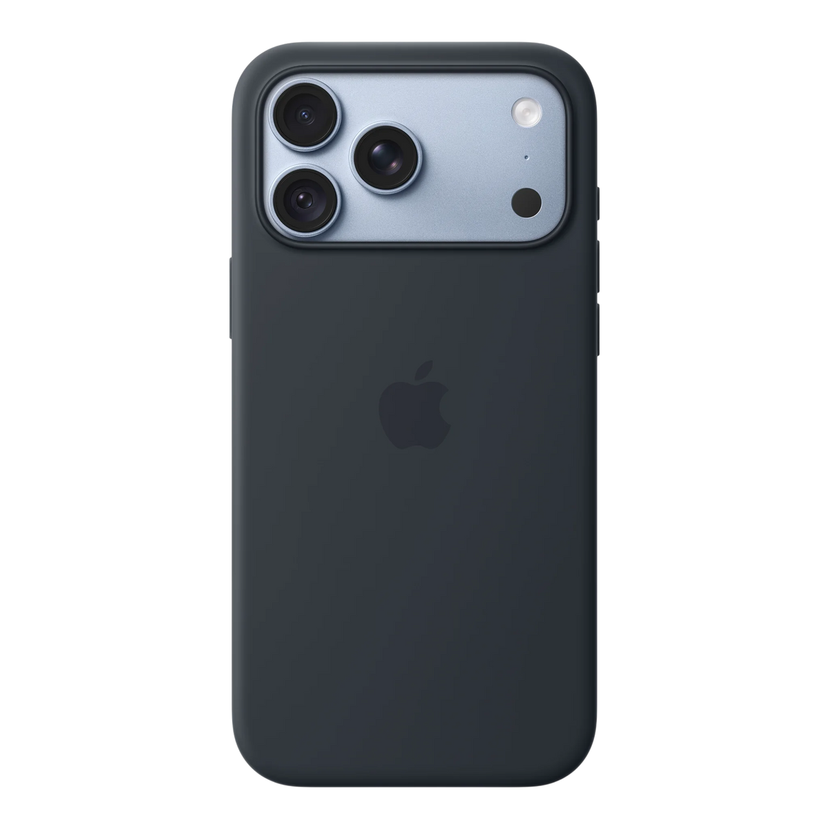 iPhone 18 Pro Max Silicone Case with MagSafe - Navy Blue, back view on iPhone 18 Pro Max in glacier