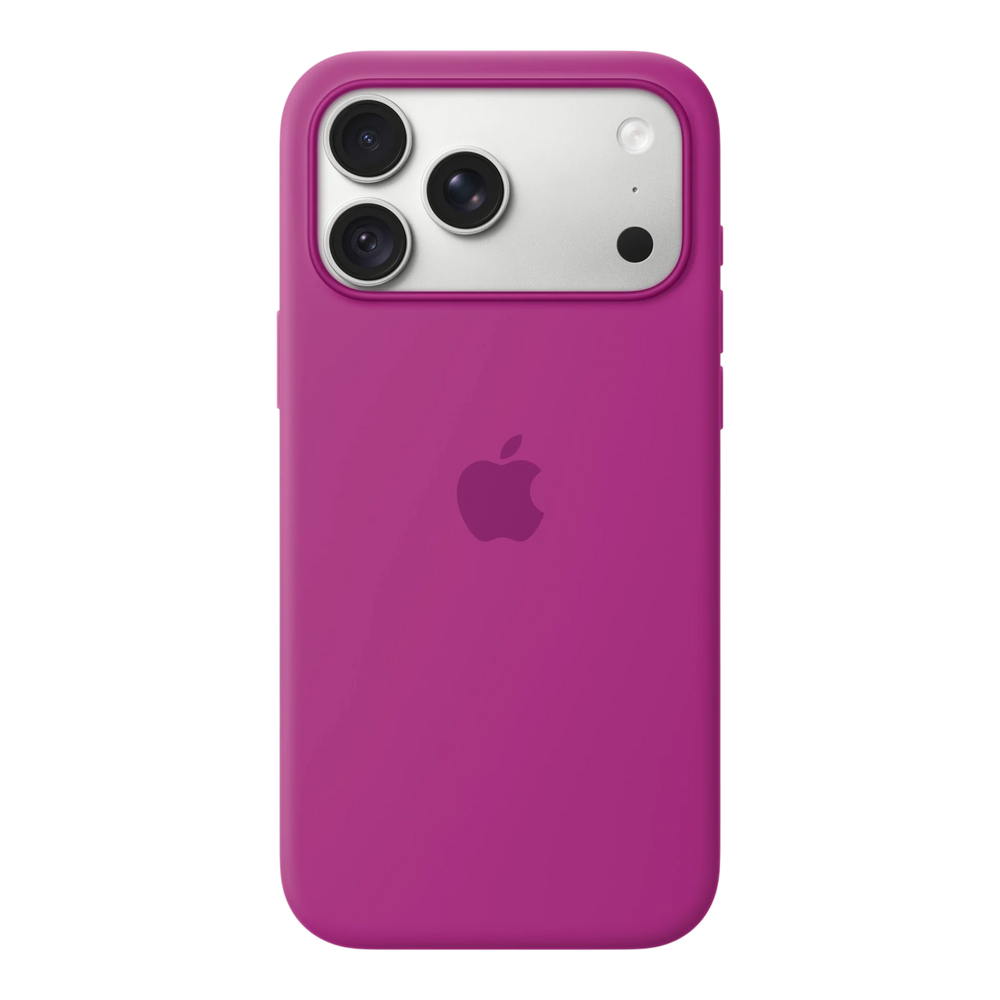 iPhone 18 Pro Max Silicone Case with MagSafe - Magenta, back view on iPhone 18 Pro Max in silver