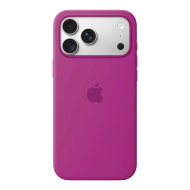 iPhone 18 Pro Max Silicone Case with MagSafe - Magenta, back view on iPhone 18 Pro Max in silver