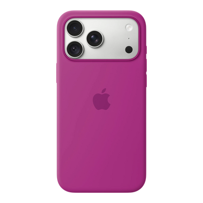 iPhone 18 Pro Max Silicone Case with MagSafe - Magenta, back view on iPhone 18 Pro Max in silver