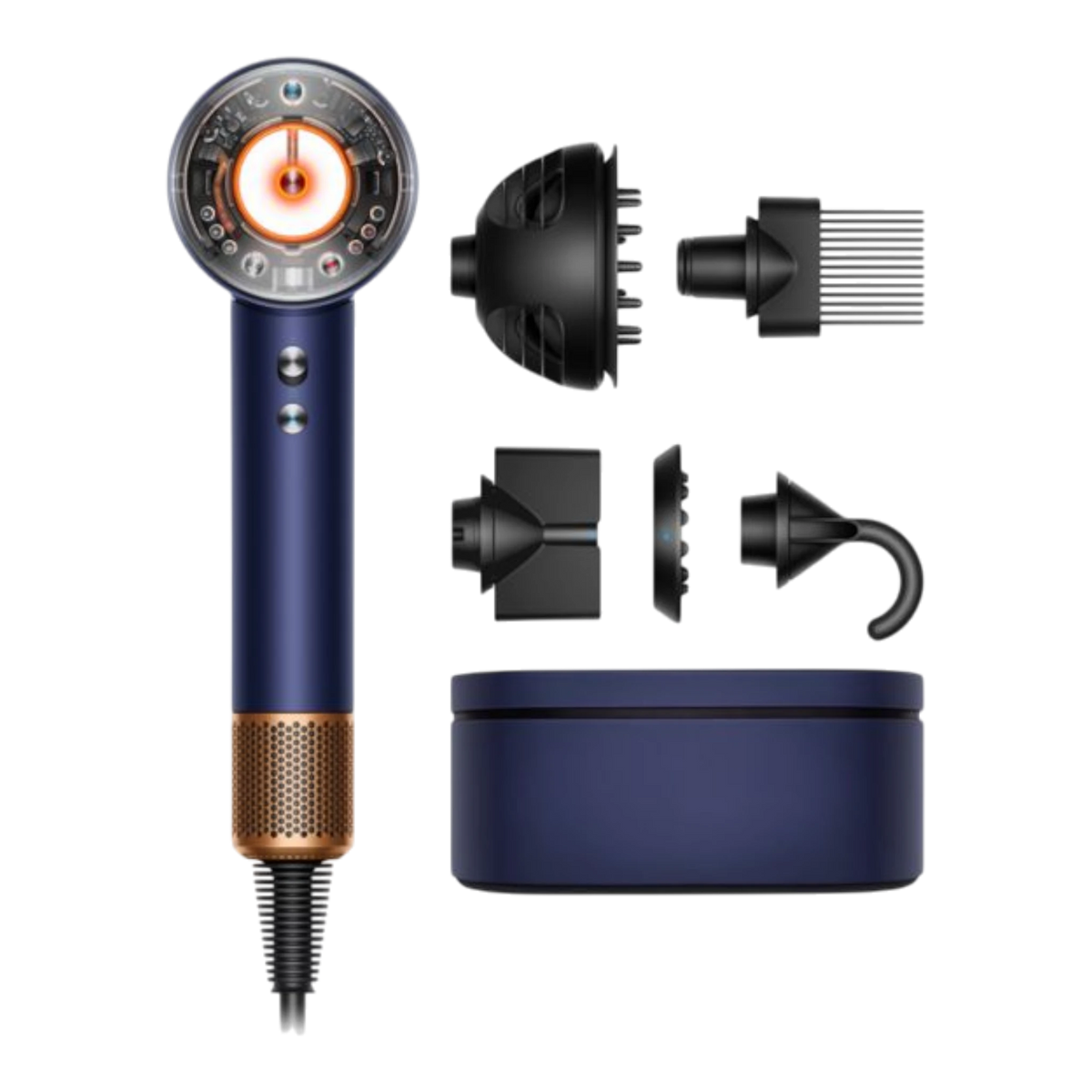 Dyson Supersonic Nural hair dryer Curly+Coily, Prussian blue/Rich copper with attachments