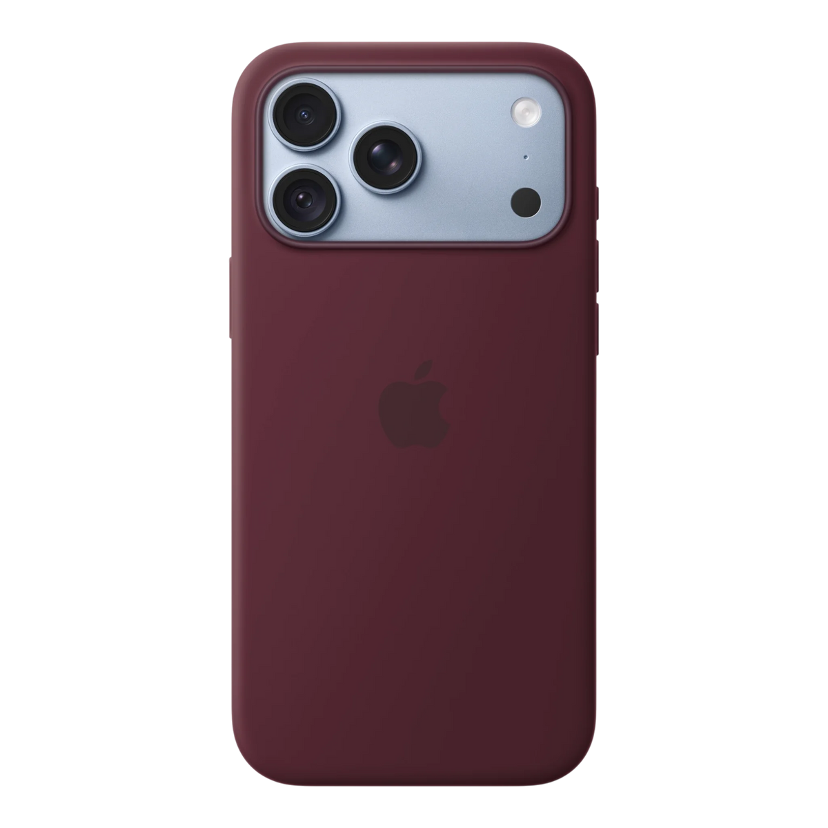 iPhone 18 Pro Max Silicone Case with MagSafe - Burgundy, back view on iPhone 18 Pro Max in glacier
