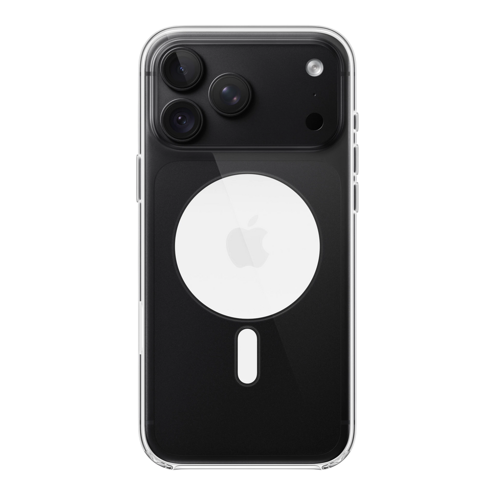 iPhone 18 Pro Max Clear Case with MagSafe, back view on iPhone 18 Pro Max in black