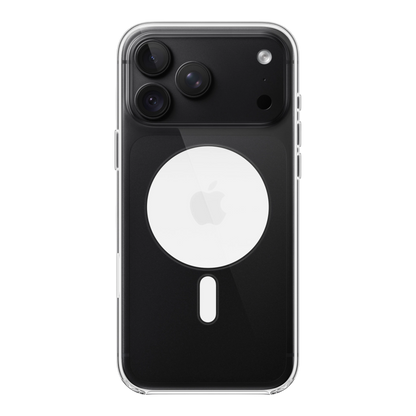 iPhone 18 Pro Max Clear Case with MagSafe, back view on iPhone 18 Pro Max in black