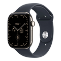 Apple Watch Series 12 GPS + Cellular, 46mm Natural Titanium Case with Navy Blue Sport Band - S/M