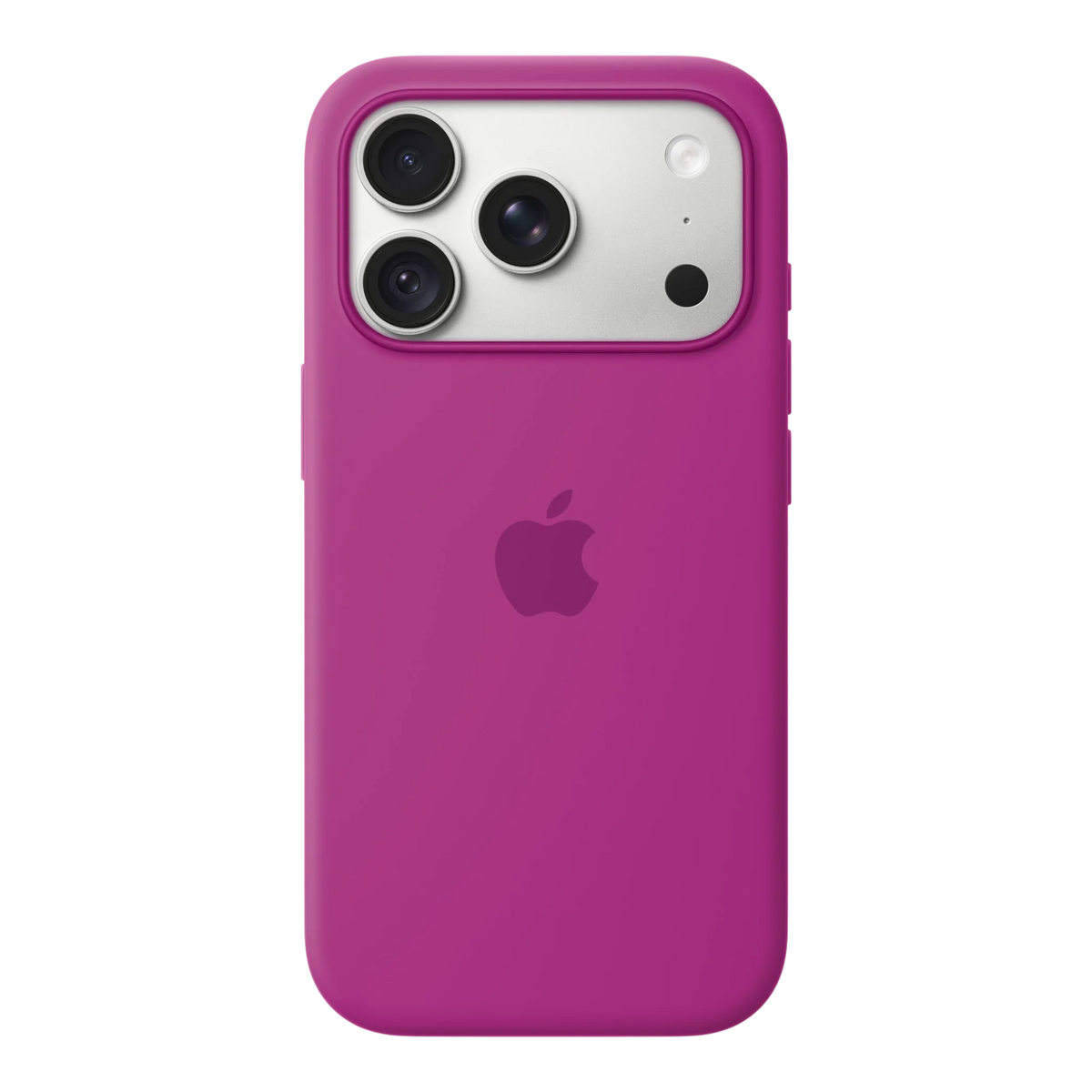 iPhone 18 Pro Silicone Case with MagSafe - Magenta, back view on iPhone 18 Pro in silver