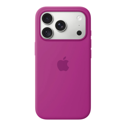 iPhone 18 Pro Silicone Case with MagSafe - Magenta, back view on iPhone 18 Pro in silver