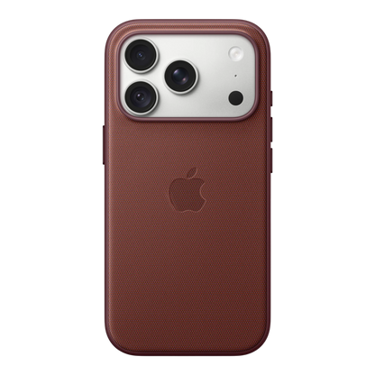 iPhone 18 Pro TechWoven Case with MagSafe – Burgundy, back view on iPhone 18 Pro in silver