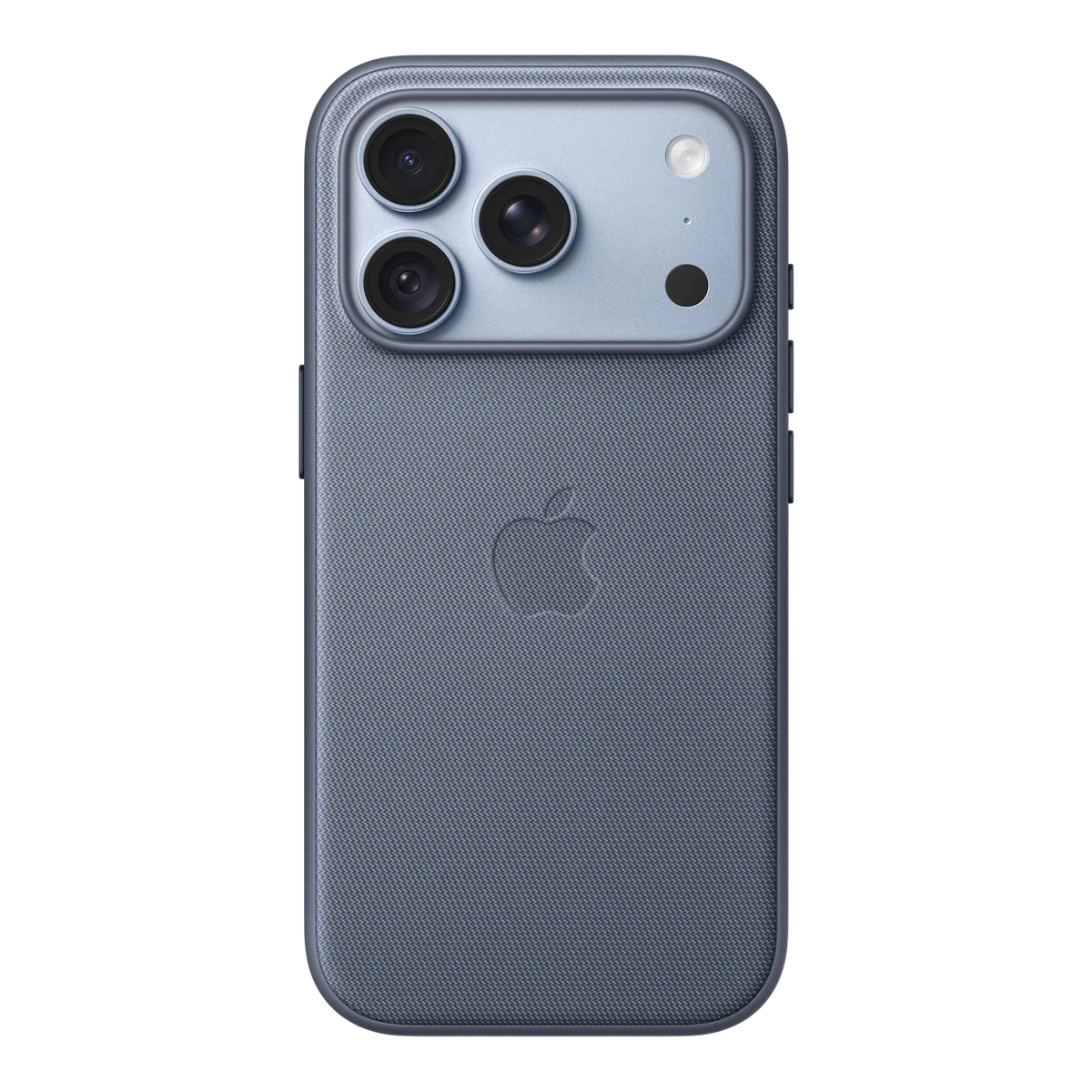 iPhone 18 Pro TechWoven Case with MagSafe – Chambray Blue, back view on iPhone 18 Pro in glacier