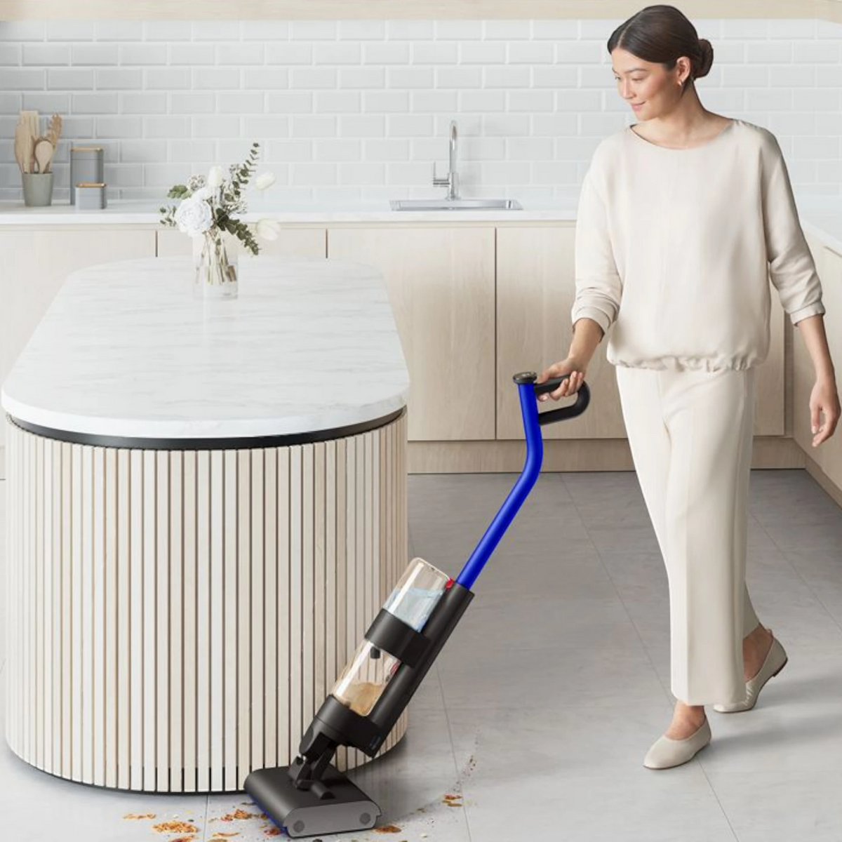 Dyson WashG1 Wet Floor Cleaner, Ultra Blue/Matt Black in use