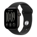 Apple Watch Series 12 GPS + Cellular, 42mm Black Aluminum Case with Black Sport Band - M/L