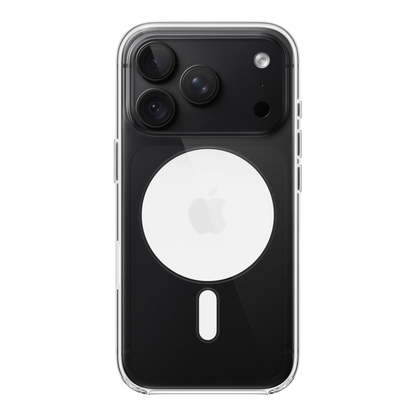 iPhone 18 Pro Clear Case with MagSafe, back view on iPhone 18 Pro in black