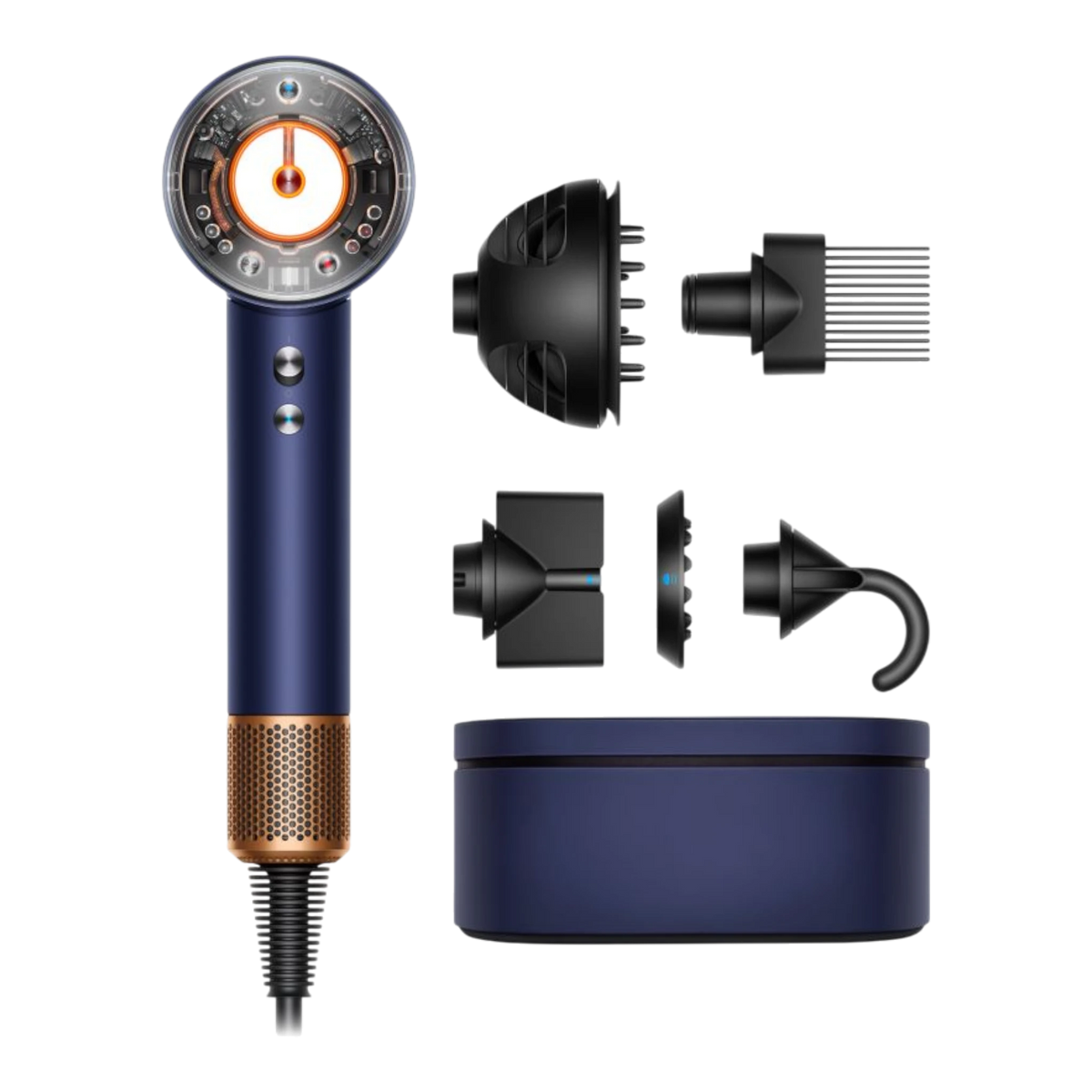 Dyson Supersonic Nural hair dryer Curly+Coily, Prussian blue/Rich copper close-up