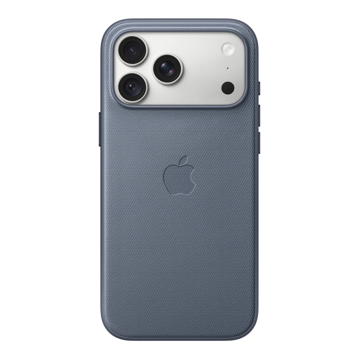 iPhone 18 Pro Max TechWoven Case with MagSafe – Chambray Blue, back view on iPhone 18 Pro Max in silver