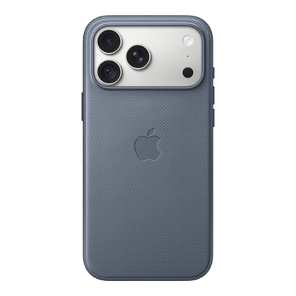 iPhone 18 Pro Max TechWoven Case with MagSafe – Chambray Blue, back view on iPhone 18 Pro Max in silver