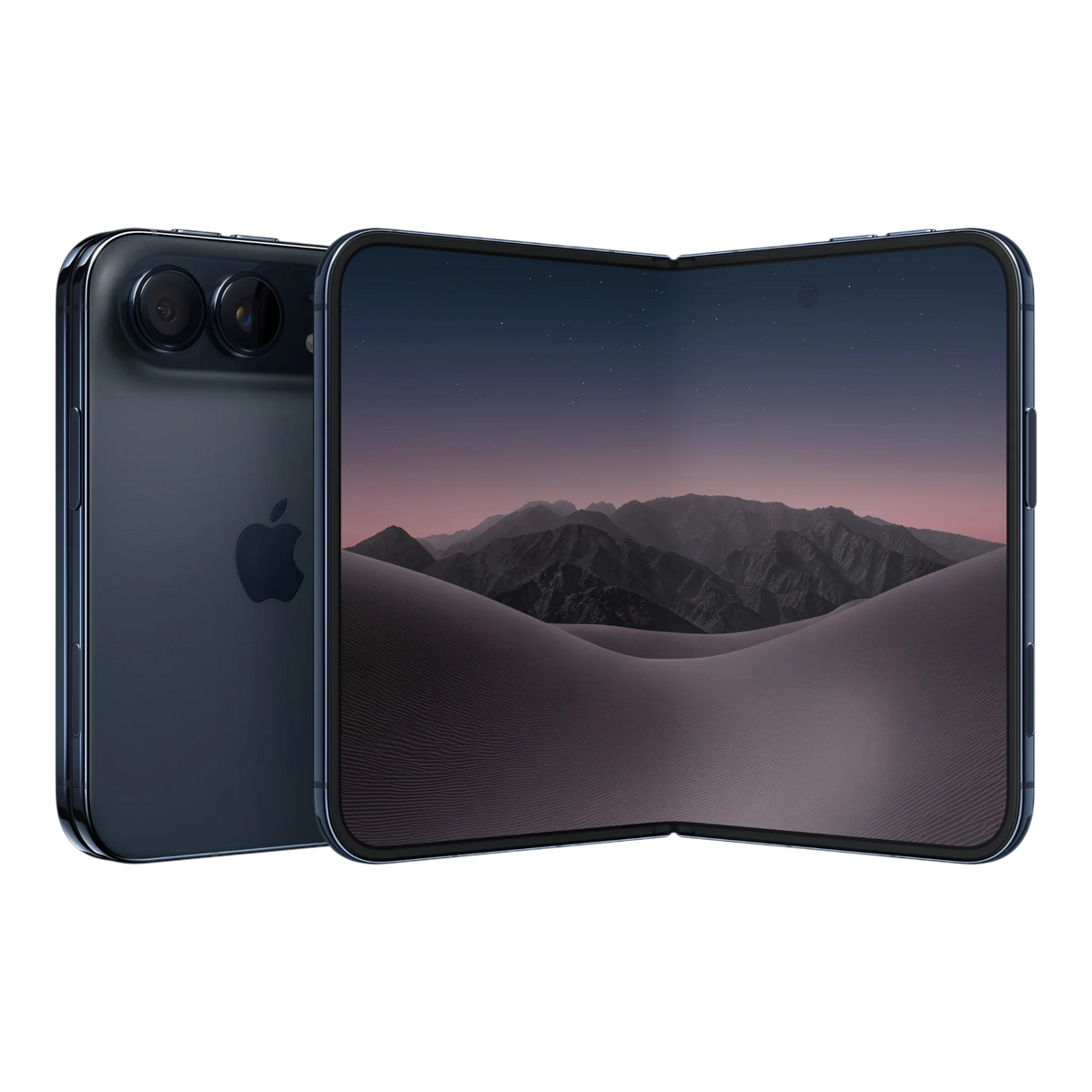 Apple iPhone Duo Night Sky — folded back and unfolded display