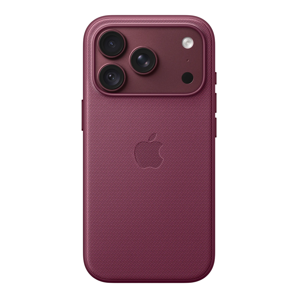 iPhone 18 Pro TechWoven Case with MagSafe – Mulberry, back view on iPhone 18 Pro in burgundy