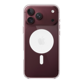 iPhone 18 Pro Max Clear Case with MagSafe, back view on iPhone 18 Pro Max in burgundy