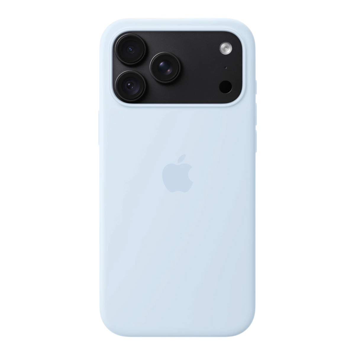 iPhone 18 Pro Max Silicone Case with MagSafe - Crisp Blue, back view on iPhone 18 Pro Max in black