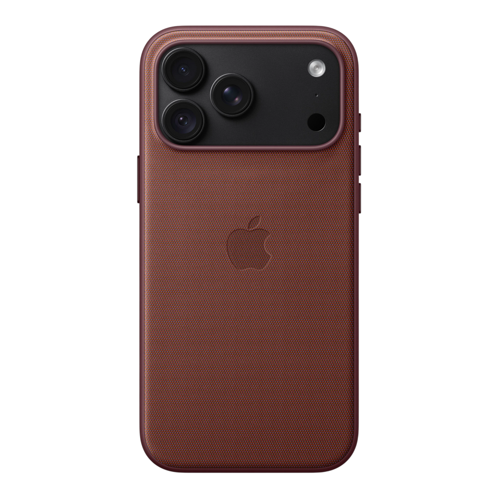 iPhone 18 Pro Max TechWoven Case with MagSafe – Burgundy, back view on iPhone 18 Pro Max in black