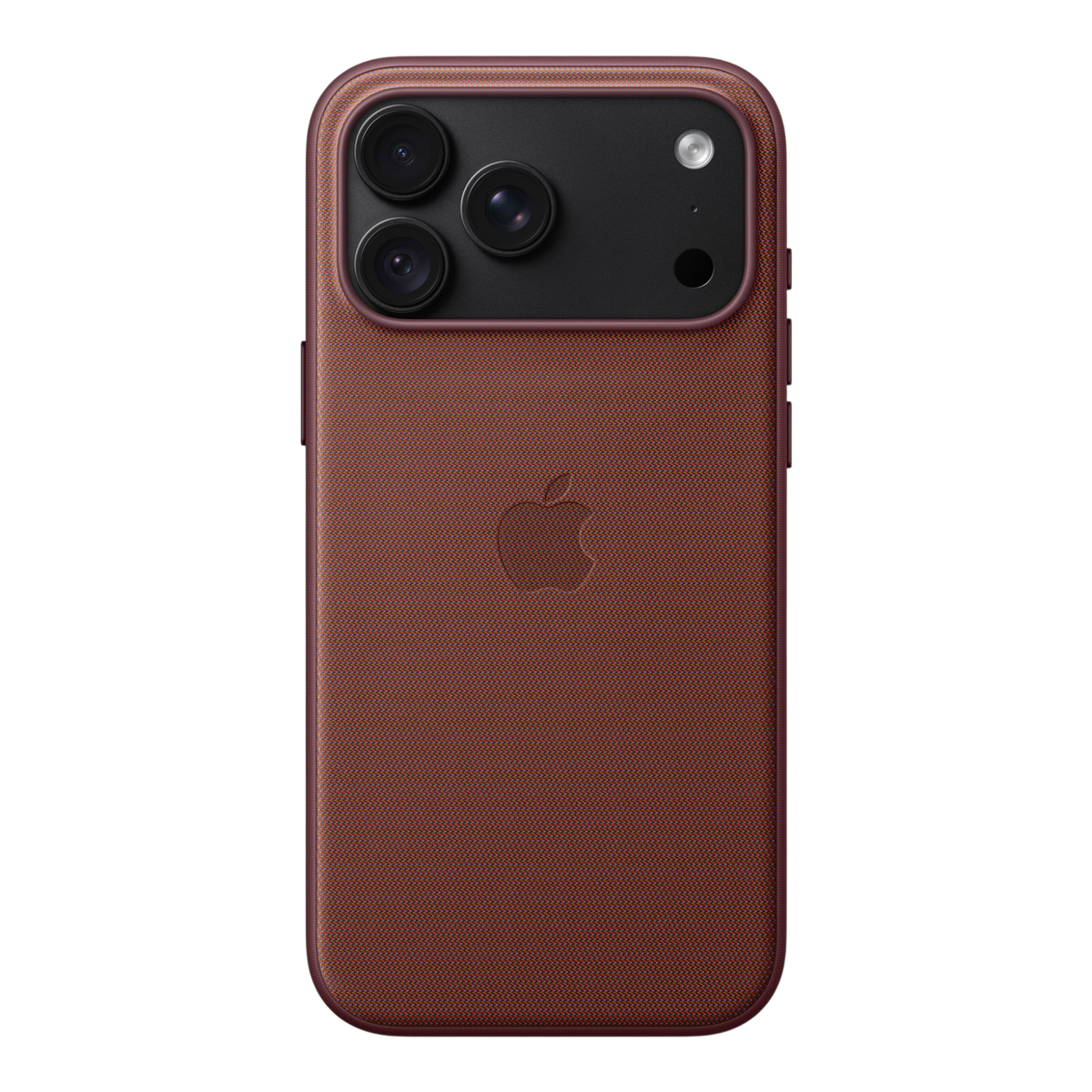 iPhone 18 Pro Max TechWoven Case with MagSafe – Burgundy, back view on iPhone 18 Pro Max in black