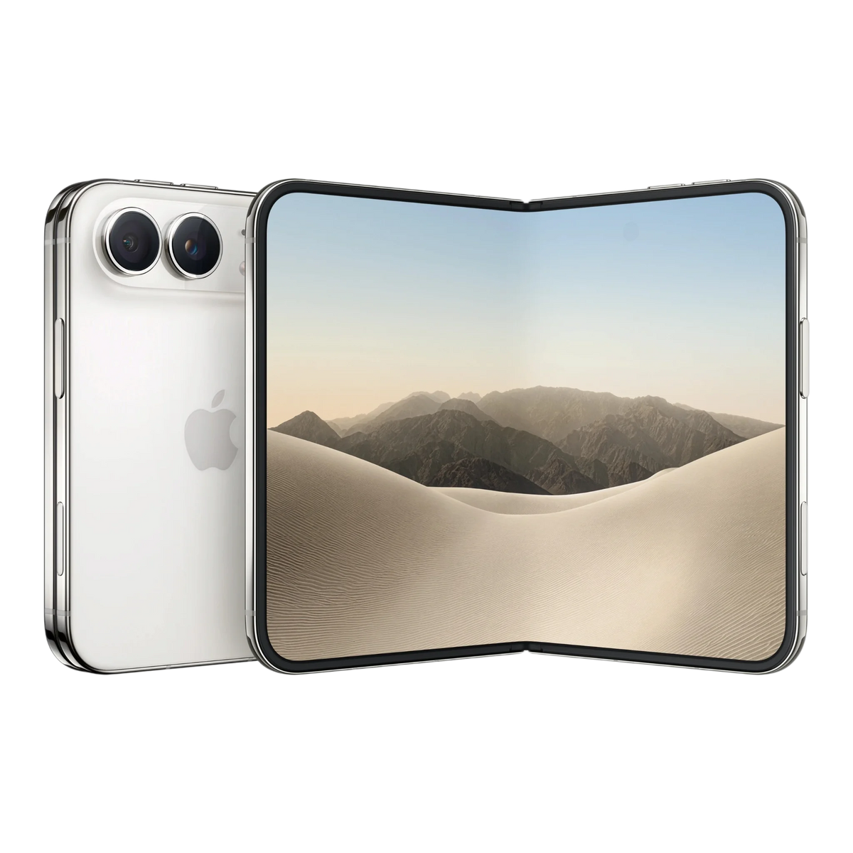 Apple iPhone Duo Star White — folded back and unfolded display