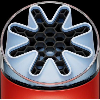 Dyson HushJet Mini Cool fan, Carnelian/Sky close-up