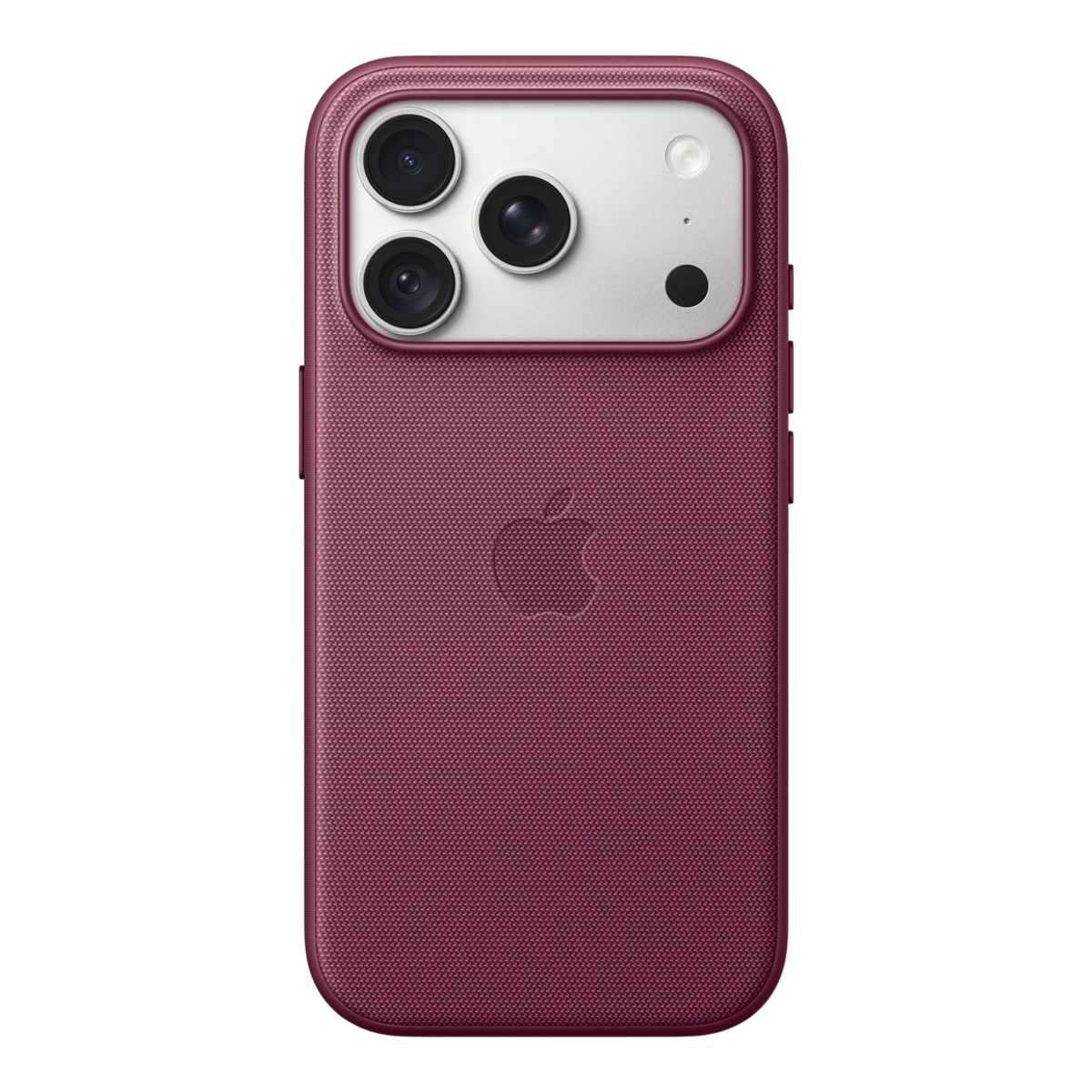 iPhone 18 Pro TechWoven Case with MagSafe – Mulberry, back view on iPhone 18 Pro in silver