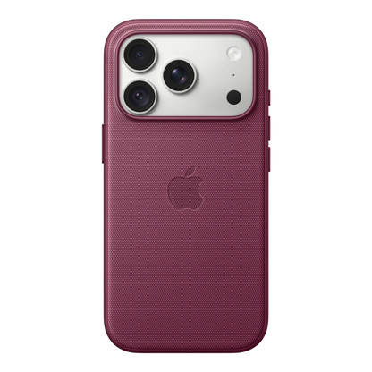 iPhone 18 Pro TechWoven Case with MagSafe – Mulberry, back view on iPhone 18 Pro in silver