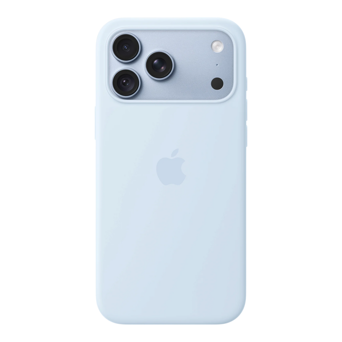 iPhone 18 Pro Max Silicone Case with MagSafe - Crisp Blue, back view on iPhone 18 Pro Max in glacier