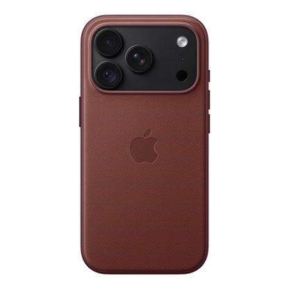 iPhone 18 Pro TechWoven Case with MagSafe – Burgundy, back view on iPhone 18 Pro in black