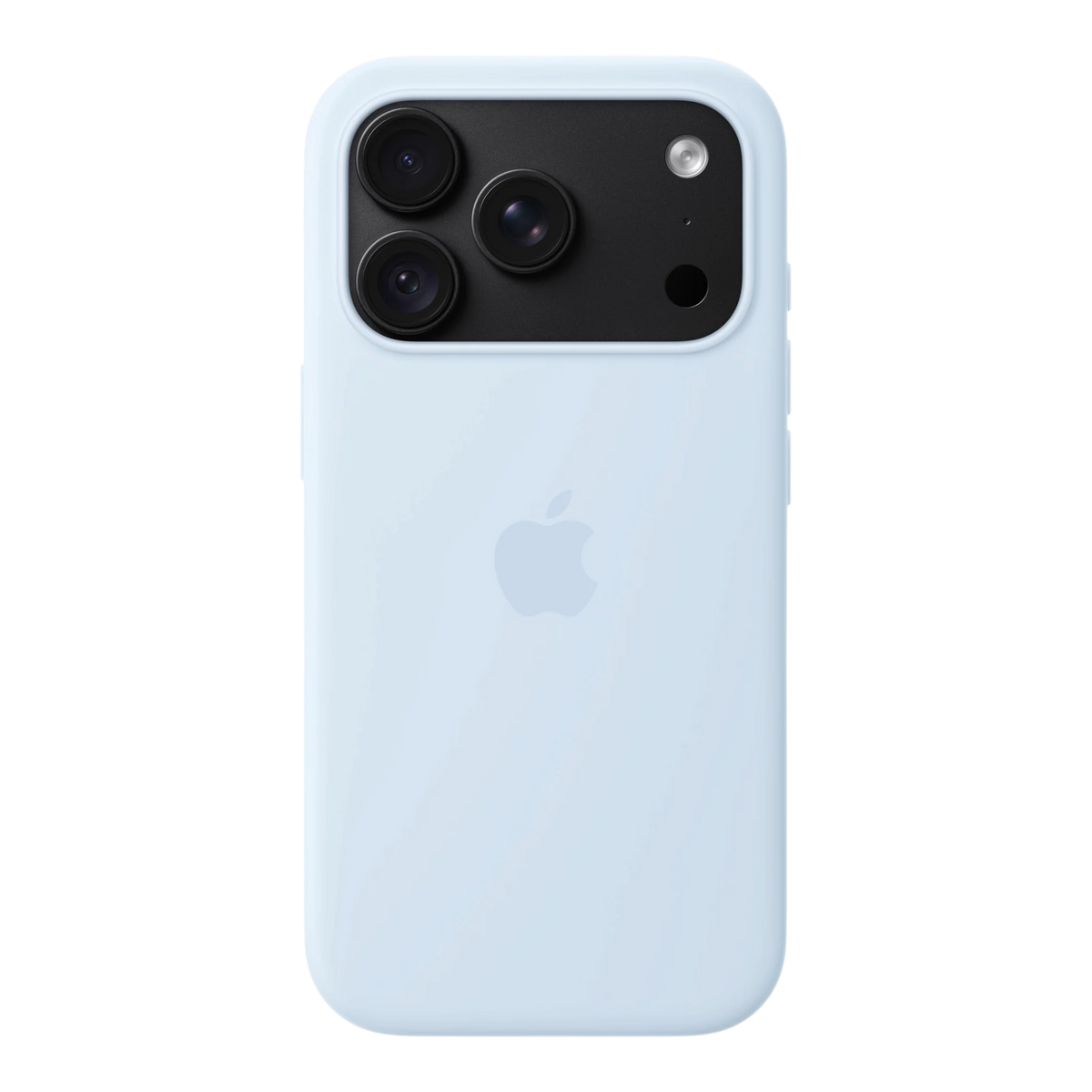 iPhone 18 Pro Silicone Case with MagSafe - Crisp Blue, back view on iPhone 18 Pro in black