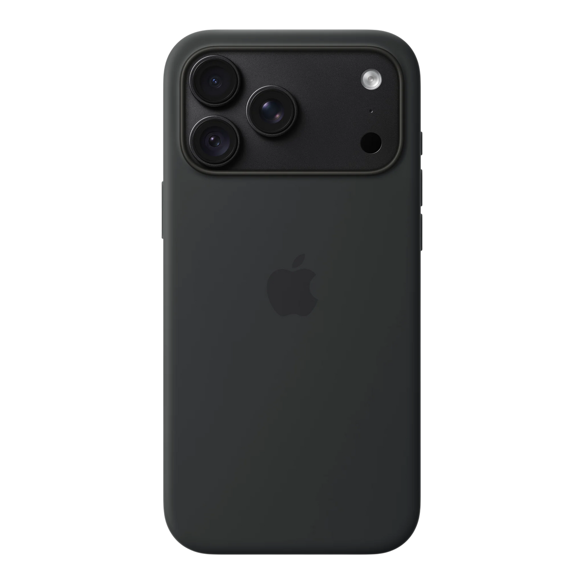 iPhone 18 Pro Max Silicone Case with MagSafe - Black, back view on iPhone 18 Pro Max in black