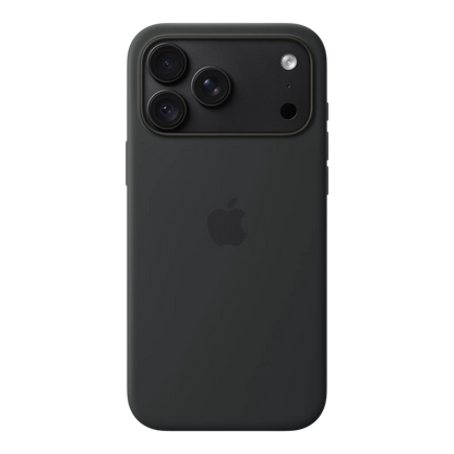 iPhone 18 Pro Max Silicone Case with MagSafe - Black, back view on iPhone 18 Pro Max in black