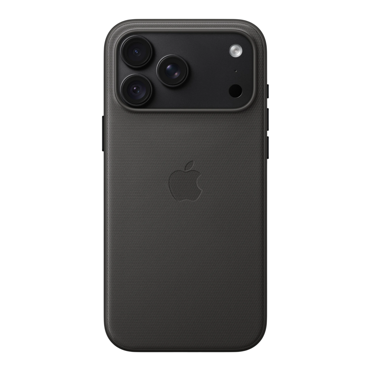 iPhone 18 Pro Max TechWoven Case with MagSafe – Black, back view on iPhone 18 Pro Max in black