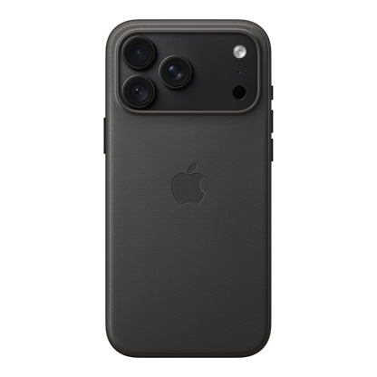 iPhone 18 Pro Max TechWoven Case with MagSafe – Black, back view on iPhone 18 Pro Max in black