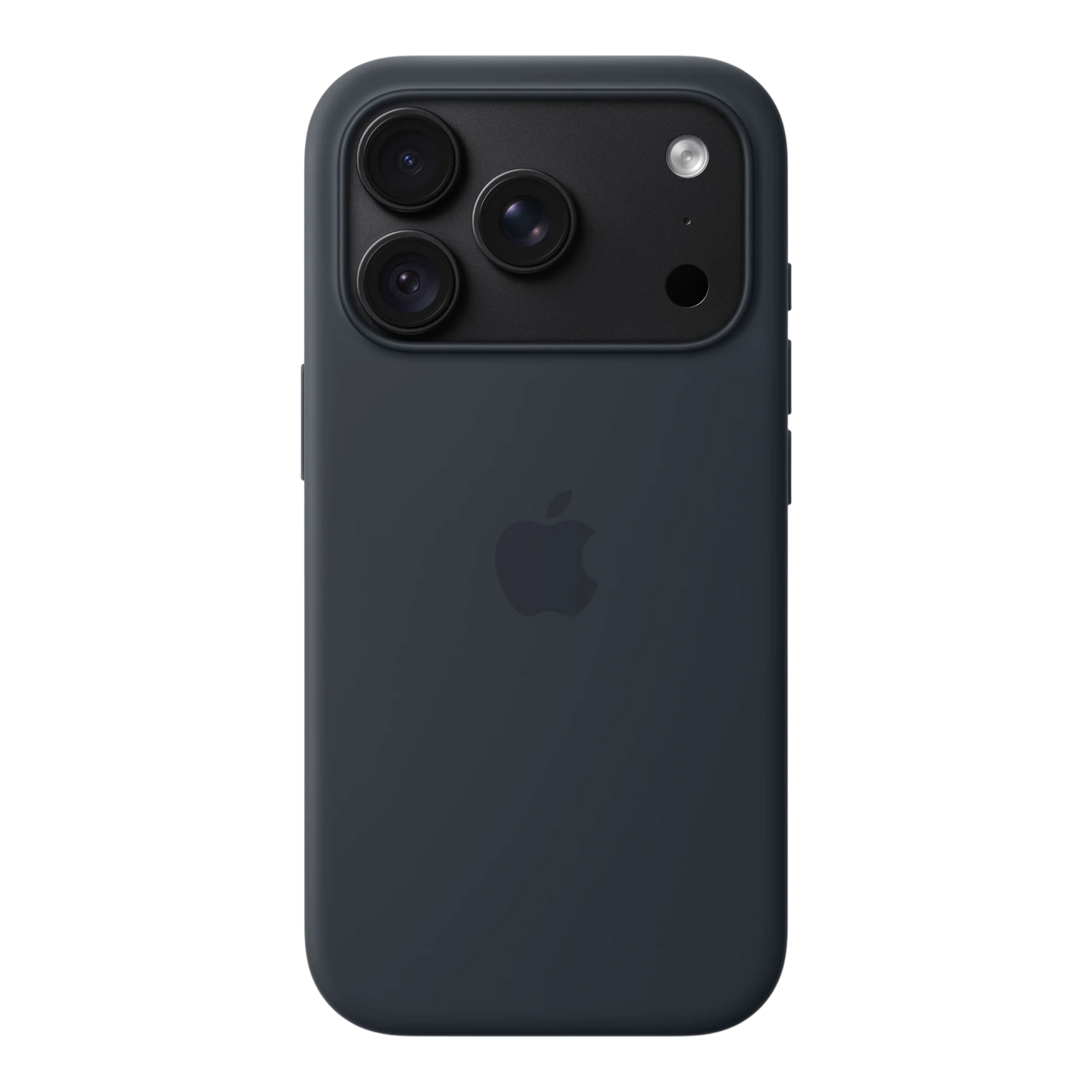 iPhone 18 Pro Silicone Case with MagSafe - Navy Blue, back view on iPhone 18 Pro in black