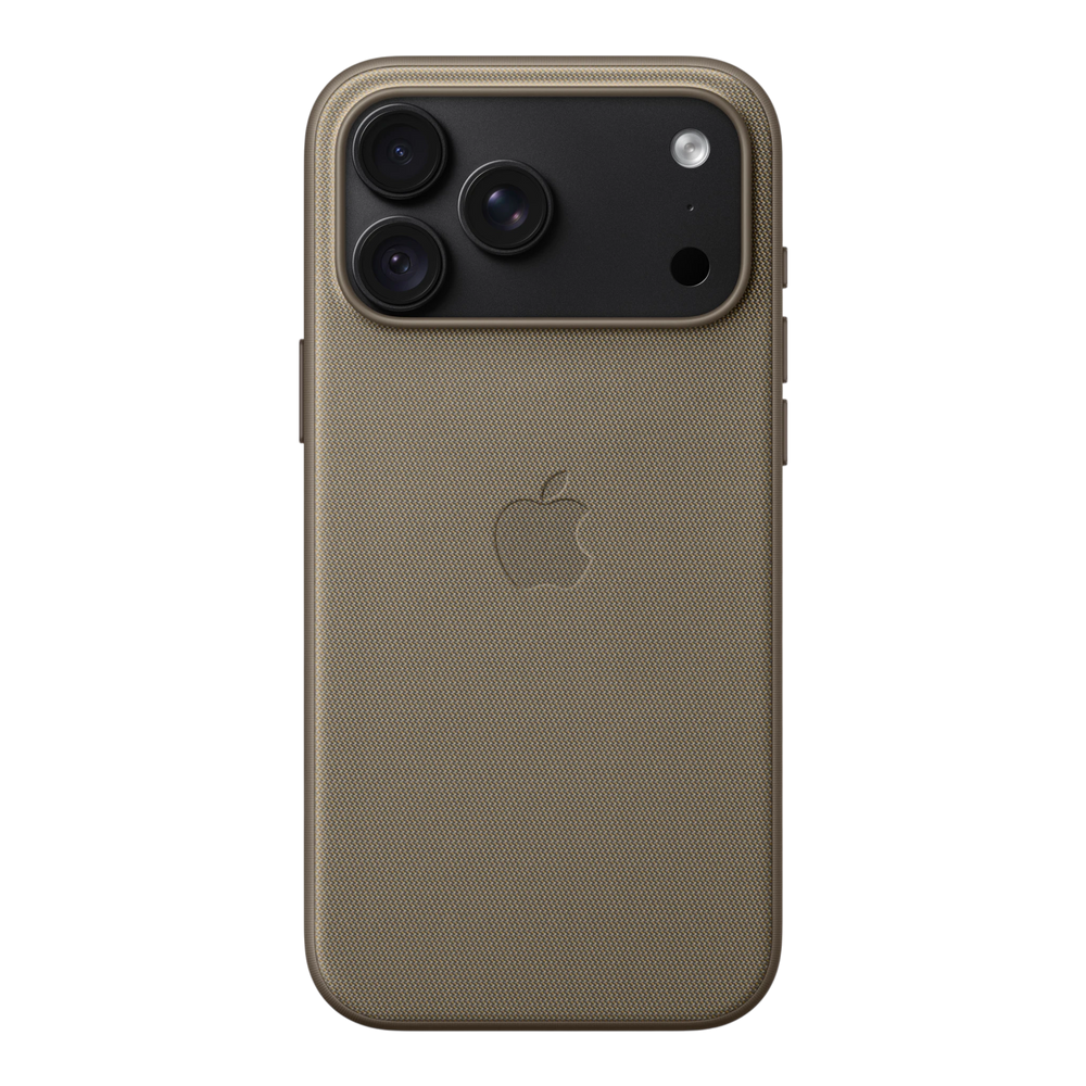 iPhone 18 Pro Max TechWoven Case with MagSafe – Taupe, back view on iPhone 18 Pro Max in black