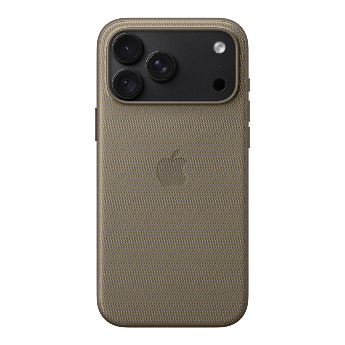 iPhone 18 Pro Max TechWoven Case with MagSafe – Taupe, back view on iPhone 18 Pro Max in black