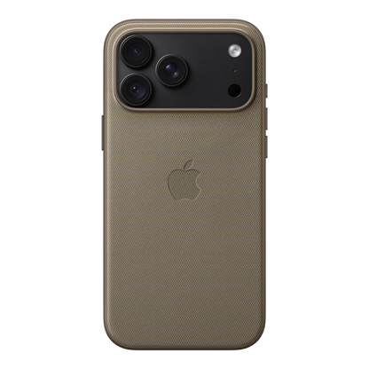iPhone 18 Pro Max TechWoven Case with MagSafe – Taupe, back view on iPhone 18 Pro Max in black