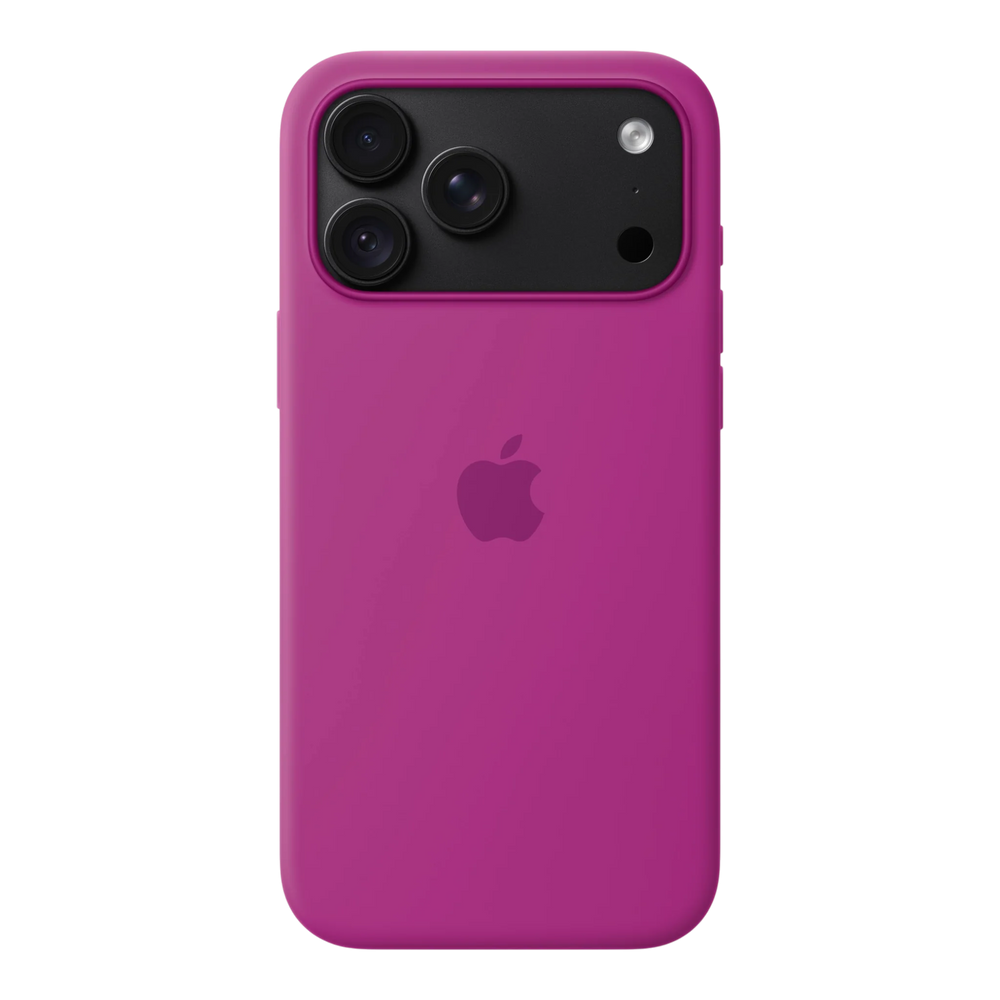 iPhone 18 Pro Max Silicone Case with MagSafe - Magenta, back view on iPhone 18 Pro Max in black